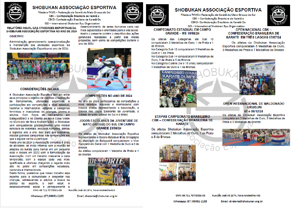 RELATÓRIO ANUAL DAS ATIVIDADES ESPORTIVAS DA SHOBUKAN ASSOCIAÇÃO ESPORTIVA NO ANO DE 2024